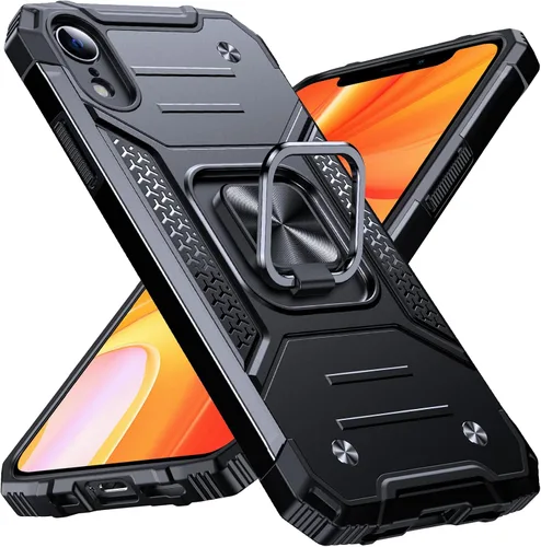 Vista 104 de Anqrp Funda resistente para iPhone 6/7/8/SE/SE2 con soporte de anillo mejorado y agarre, grado militar, a prueba de golpes, resistente y robusta