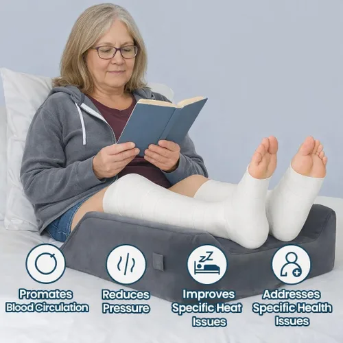 Vista 3 de Almohadas de Elevación de Piernas Ajustables de 3 Alturas para Después de Cirugía–Refuerzo de Espuma Viscoelástica para Ambas Piernas, con Soporte