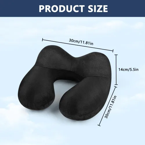 Vista 2 de flintronic Almohada inflable de viaje, almohada inflable de viaje para avión, soporte de cuello de terciopelo suave, almohada ergonómica ligera