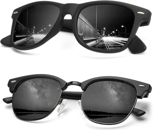 Vista 38 de KALIYADI - Gafas de sol polarizadas para hombres y mujeres unisex, marco semirretráctil, estilo retro, para conducir, con bloqueo UV