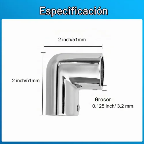 Vista 6 de Accesorio de barandilla de barco resistente, accesorios de codo de 2 vías de 90 grados, acero inoxidable 316, conector de tubería para tubos de 1