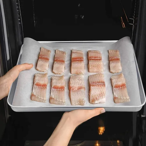 Vista 5 de TeamFar Bandeja para horno tostador, bandeja de horno tostador de acero inoxidable, bandeja de cuarto de hoja, 12.4 x 9.7 x 1 pulgadas, no tóxica
