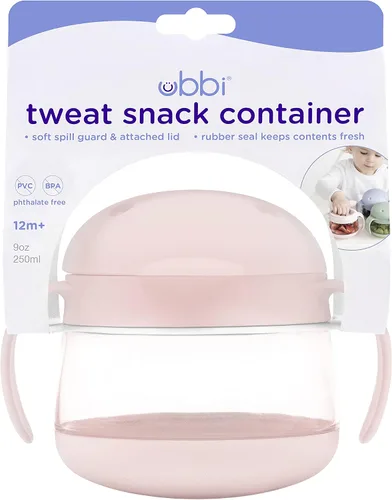 Vista 4 de Ubbi Tweat Contenedor de snacks sin derrame para niños, libre de BPA, tazón de viaje para niños pequeños, rosa rubor Tritan - Tazas a prueba