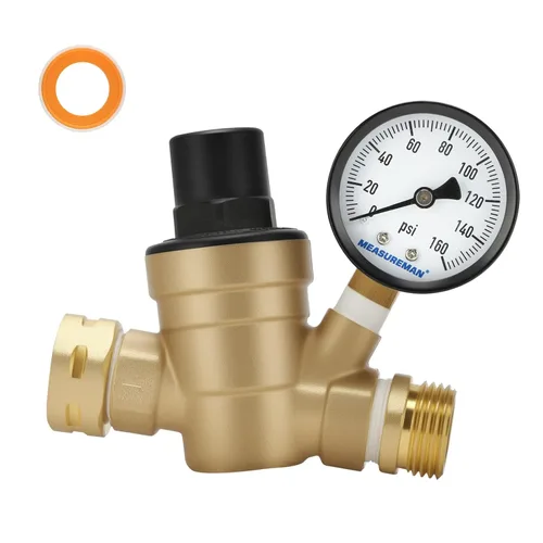 Vista 11 de MEASUREMAN Latón sin plomo, regulador de presión de agua, 2 piezas, reductor de presión para cámper, remolque, RV, jardín, sistema de plomería
