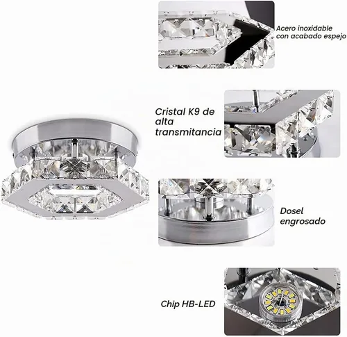 Vista 6 de Mini lámpara de techo LED de cristal, lámpara colgante moderna, semiempotrada, iluminación de techo de cristal para pasillo, escalera, cocina
