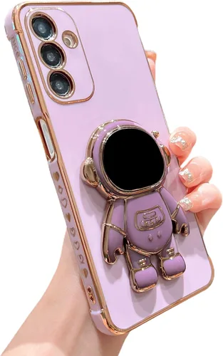 Vista 26 de phylla para Samsung Galaxy A12 Funda de Teléfono con Soporte Oculto de Astronauta Chapado en Oro de Lujo Lindo Astronauta Lateral Lindo