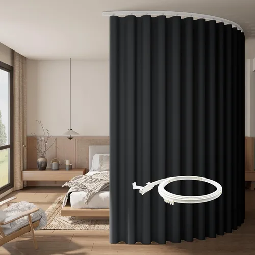 Vista 16 de RYB HOME Cortina de puerta con guía de techo, cortinas opacas de privacidad para puerta francesa, dormitorio, sala de estar, ventana de bahía