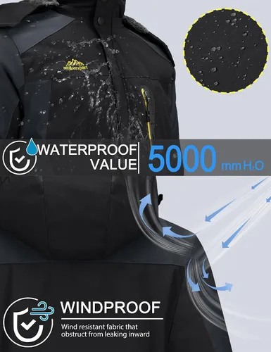 Vista 2 de TACVASEN Men's Winter Ski Jacket Waterproof Snow Coats Snowboard Fleece Lining Jacket Warm Parka with Hooded