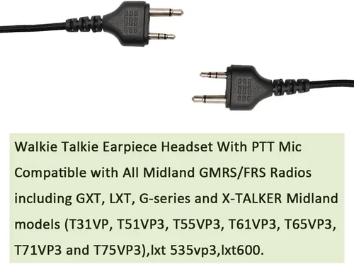 Vista 6 de Covert Auriculares de tubo acústico con micrófono PTT para Midland GXT1000VP4 LXT600 LXT500VP3 LXT118 GXT1050VP4 GXT1000XB Walkie Talkie Radio