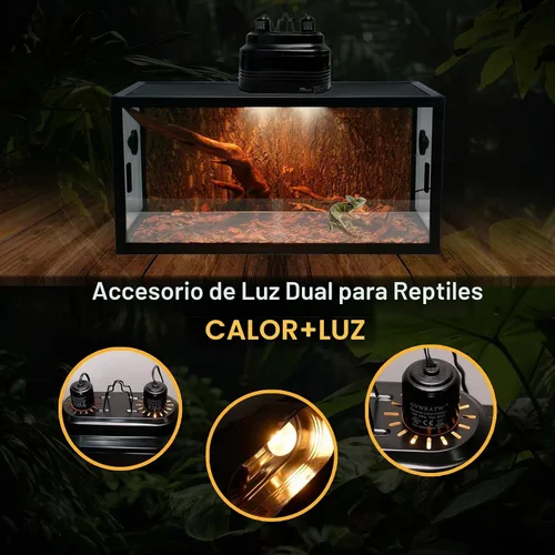 Vista 7 de Lámpara de reptil, máximo 160 W. Cada lámpara caliente de reptil viene con un interruptor separado, adecuada para lagartos, tortugas, serpientes