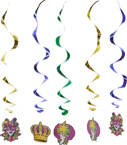 Vista 6 de Mardi Gras Triple Whirl (oro, verde, morado) Accesorio de fiesta (1 unidad) (1/paquete)