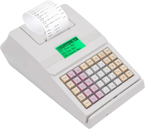 Vista 2 de Caja registradora pequeña, caja registradora electrónica de 40 W, sistema POS de registro blanco, caja registradora digital para pequeñas empresas