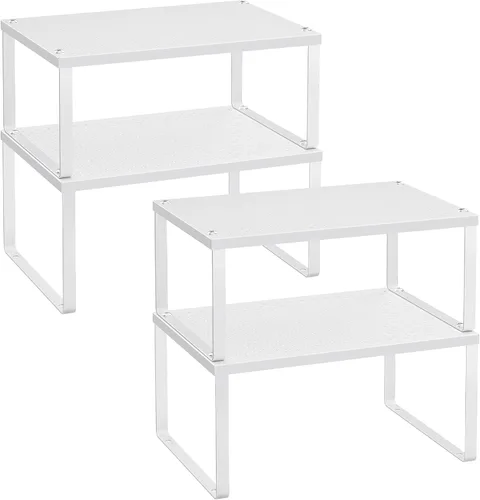 Vista 11 de SONGMICS Estante para especias, juego de 4 organizadores de estantes de metal para gabinetes, organizadores de encimera, elevadores de estantes