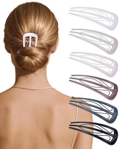 Vista 11 de 6 horquillas francesas para mujer, tenedores en forma de U para moño, moños, rizos franceses, fijación fuerte, 3 dientes internos, palillos