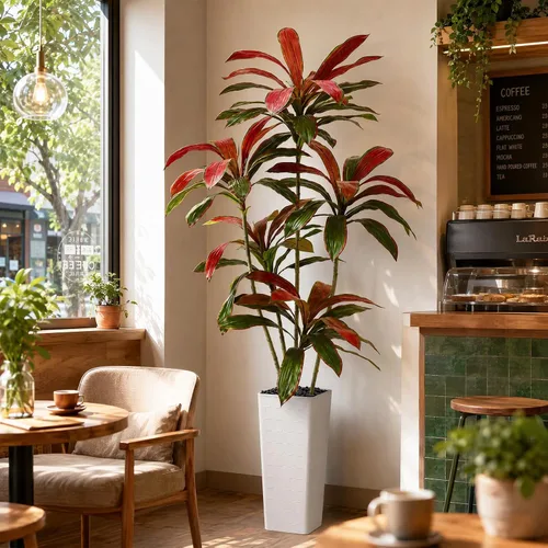 Vista 7 de Árbol de Dracaena artificial de 5 pies, plantas falsas altas para Maceta alta blanca