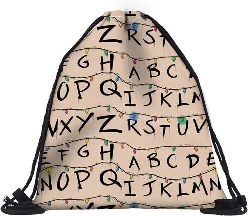 Vista 3 de MINAZIS Stranger - Mochila con cordón y bolsa multifuncional, bolsa de gimnasio deportiva, Amarillo, Bolsa con cordón