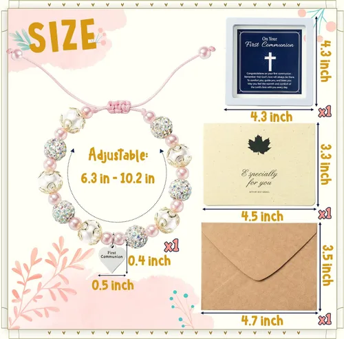 Vista 2 de WATINC Pulsera de regalo para niñas, joyería ajustable con sobre de tarjeta de encanto de plata
