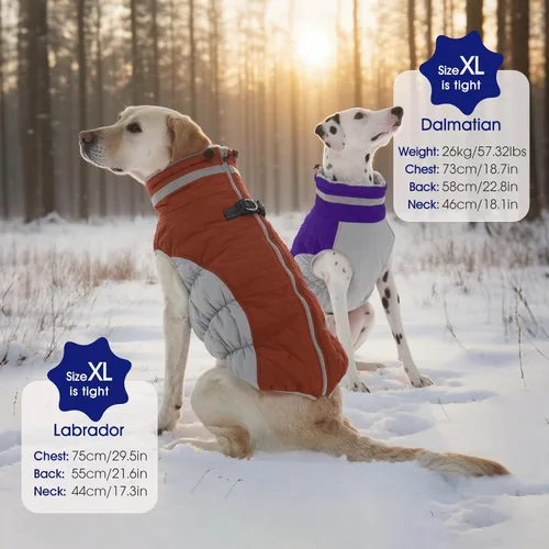 Vista 6 de Abrigo para perros grandes, chaqueta de invierno de forro polar con Púrpura