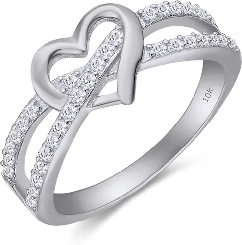 Vista 8 de AFFY Split Shank Infinity Heart Promise Ring for Women In Sterling Silver A: oro rosa 925