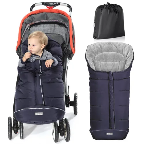 Vista 13 de Orzbow - Saco de dormir cálido universal para cochecito, saco para clima frío, piecera impermeable para niños pequeños (negro, grande) Ultra-Plush