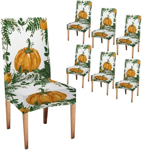 Vista 50 de CAPSCEOLL Christmas Dining Chair Covers,Snowflakes Festive Winter Pattern Stretch Chair Covers for Dining Room Set of 2 Washable Spandex Parson