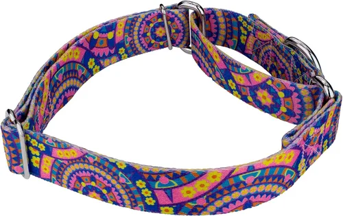 Vista 5 de Country Brook Petz - Collar para perro Martingala con mandala bohemio azul, colección Groovy con diseños lejanos (1/2 pulgada, 2XS)