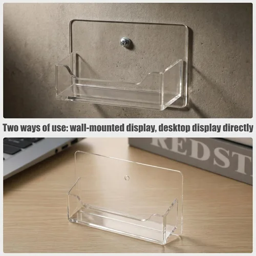 Vista 3 de Wesiti 1 soporte acrílico para tarjetas de visita de montaje en pared, soporte de plástico transparente para tarjetas de visita de oficina, soporte