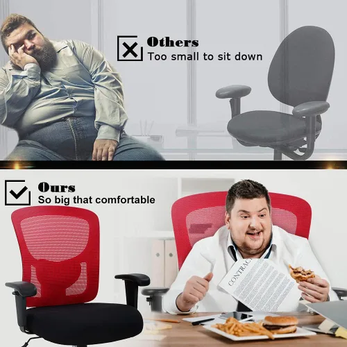 Vista 4 de Silla de oficina grande y alta, silla de computadora resistente de 400 libras con soporte lumbar, sillas ergonómicas de malla giratoria de respaldo