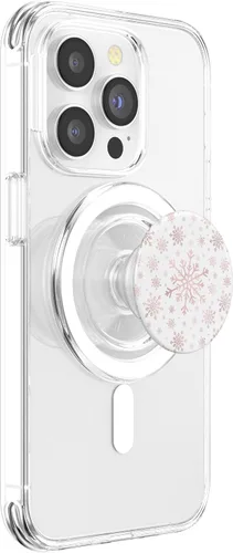 Vista 4 de Bonitos copos de nieve de Navidad rosa degradado en invierno blanco PopSockets MagSafe PopGrip para iPhone