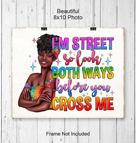 Vista 4 de funny Sayings African American Art - funny Quotes Wall Decor for Black Girl, Woman - Wall Art for Women, Bedroom, Bathroom, Living Room - Black