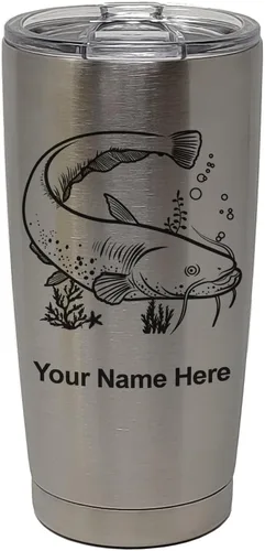 Vista 32 de LaserGram Vaso aislado al vacío de 20 onzas, bagre, grabado personalizado incluido (negro)