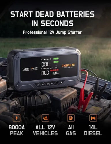 Vista 3 de Arrancador con compresor de aire 8000A 160 PSI, 65W USB-C