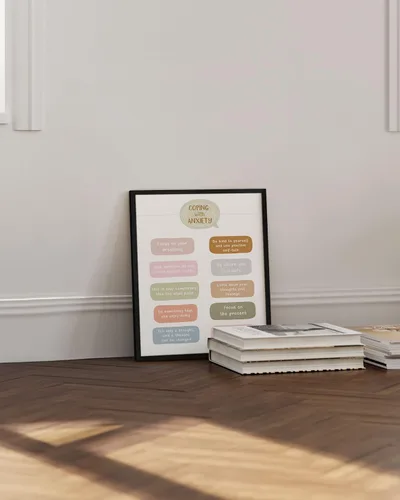 Vista 5 de Haus and Hues Carteles de salud mental – Póster de emociones psicología, pósteres de terapia para terapeuta, consejero de oficina, artículos