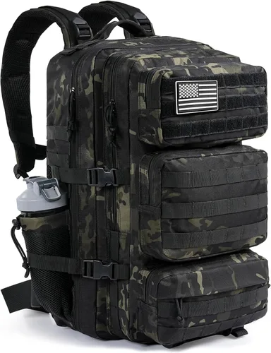 Vista 8 de Mochila táctica militar de 25L para hombre, mochila de 3 días, mochila MOLLE del ejército, mochila de asalto de 3 días, mochila de evacuación