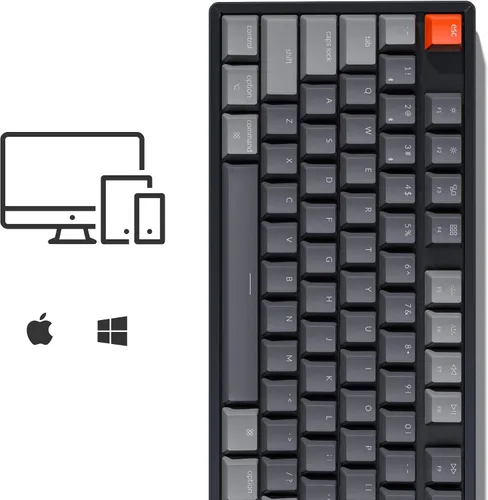 Vista 5 de Keychron K8 Tenkeyless Teclado mecánico inalámbrico para Mac Bluetooth RGB retroiluminación multitarea tipo C con cable TKL Gaming Keyboard