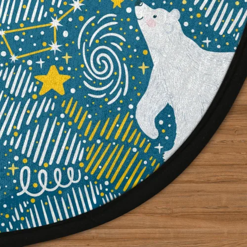 Vista 3 de Alfombra redonda de estrella de oso polar de 3 pies, alfombra circular pequeña, suave, antideslizante, lavable, alfombra ultrafina para entrada
