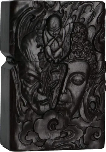 Vista 18 de Caja de carcasa de madera de ébano negro natural tallada para módulo Zippo (Serpiente Cobra)