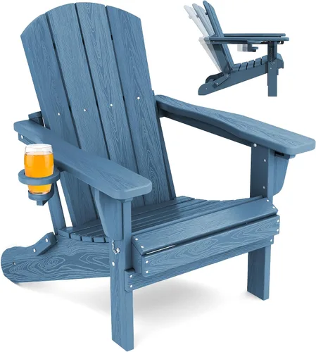 Vista 14 de SERWALL Silla Adirondack plegable ajustable, silla Adirondack reclinable con 3 posiciones reclinables, HDPE para todo tipo de clima, Adirondack