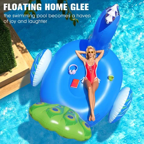 Vista 3 de DeeprBetter Flotador inflable de pavo real para piscina, flotadores divertidos para adultos, flotadores de piscina de alta resistencia, flotadores