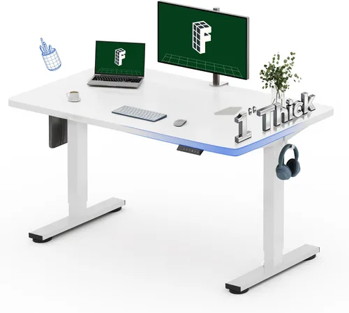 Vista 32 de FLEXISPOT Escritorio Eléctrico de Pie de Una Pieza, 40 x 24 Pulgadas Escritorio Ajustable con Superficie Sin Costuras, Controlador de Memoria
