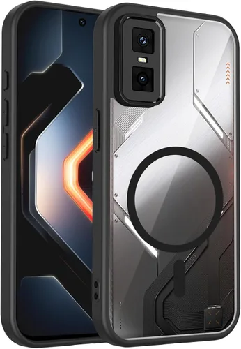 Vista 77 de Funda magnética transparente compatible con Xiaomi 17T, color negro 2 en 1 PC + TPU cubierta de teléfono a prueba de golpes, carcasa protectora