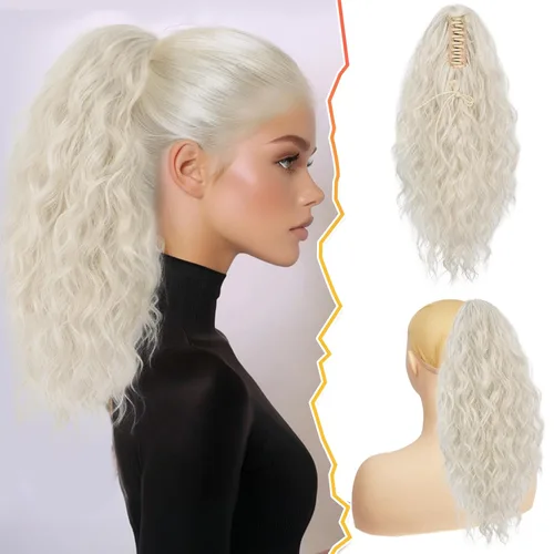 Vista 10 de BARSDAR Extensión de cola de caballo corta para mujer, extensiones de cabello sintético suave con clip de garra de 12 pulgadas, extensiones de cola