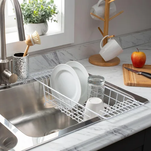 Vista 5 de Kitchen Details Escurridor de platos para fregadero Dimensiones: 19.9 x 8 x 5 Ahorro de espacio Encimera Blanco