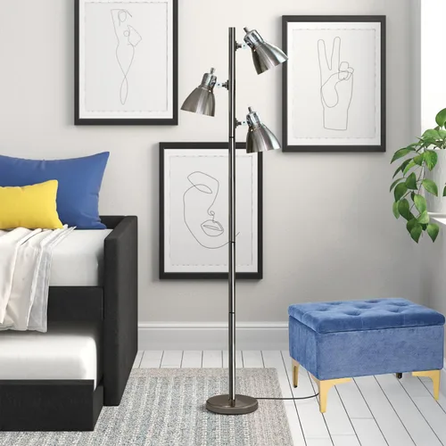 Vista 2 de Homebeez Mesa de centro otomana rectangular contemporánea de 19.7 pulgadas con patas de metal dorado, color azul