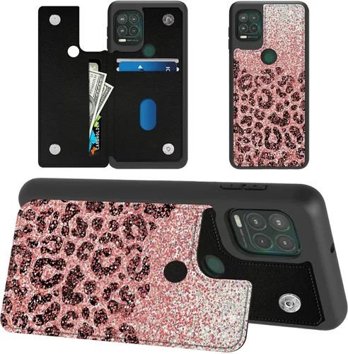 Vista 13 de Funda tipo cartera de mármol abstracto para Moto G Stylus 5G 2021 con tarjetero y bloqueo RFID, piel sintética suave, función atril, cierre