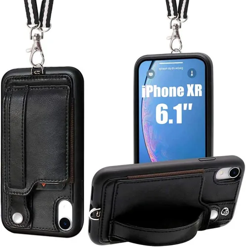 Vista 23 de TOOVREN Funda tipo cartera para mujeres y hombres con tarjetero de cuero (gris, funda para iPhone XR de 6.1 pulgadas)