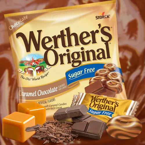 Vista 3 de Needzo Caramelos duros originales de chocolate y café sin azúcar, dulces dulces gourmet envueltos individualmente a granel, paquete de 2
