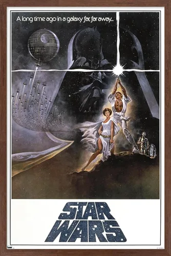 Vista 10 de Star Wars: A New Hope - One Sheet B (No Billing Block) Wall Poster, 34L" x 22.4W", Gold Framed Version Versión con marco dorado