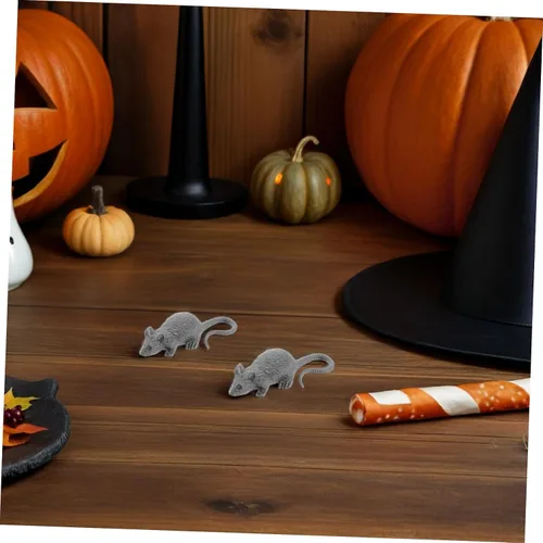 Vista 5 de Uonlytech 24pcs Realistic Fake Rat Prank Lightweight Mouse Figurines for Halloween Party Decorations Novelty Trick Joke Props Black and Gray