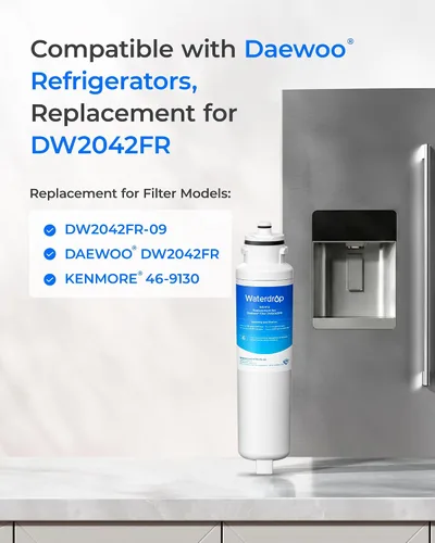 Vista 2 de Waterdrop Filtro de agua dw2042fr-09, repuesto para Daewoo® DW2042FR, DW2042FR-09, Kenmore 46-9130, Aqua Crystal DW2042F-09, FRN-Y22D2V, 3 filtros